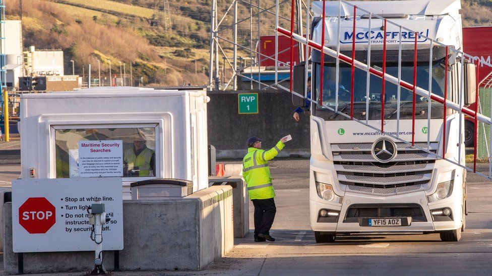 Lorry at a port in Northern Ireland