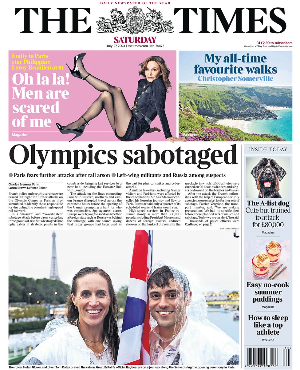 The Times headlines "Olympics sabotaged"