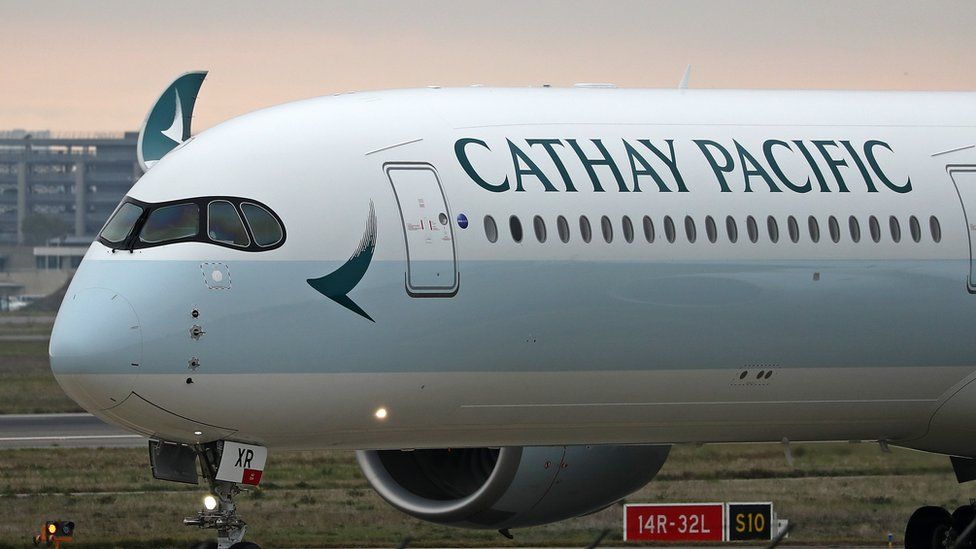 Hong Kong's flagship carrier Cathay Pacific on the tarmac