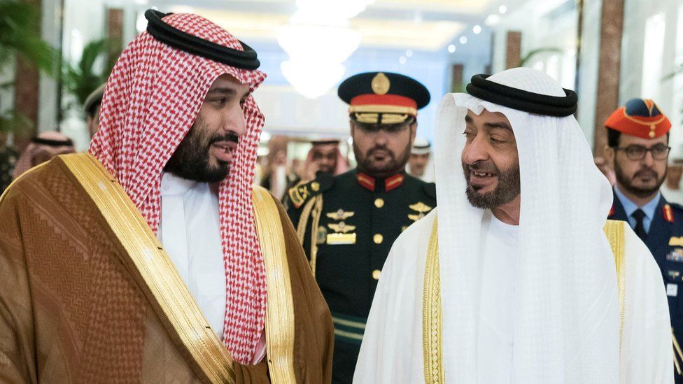 File photo showing Saudi Crown Prince Mohammed bin Salman and Abu Dhabi Crown Prince Mohammed bin Zayed, in Abu Dhabi, UAE (27 November 2019)