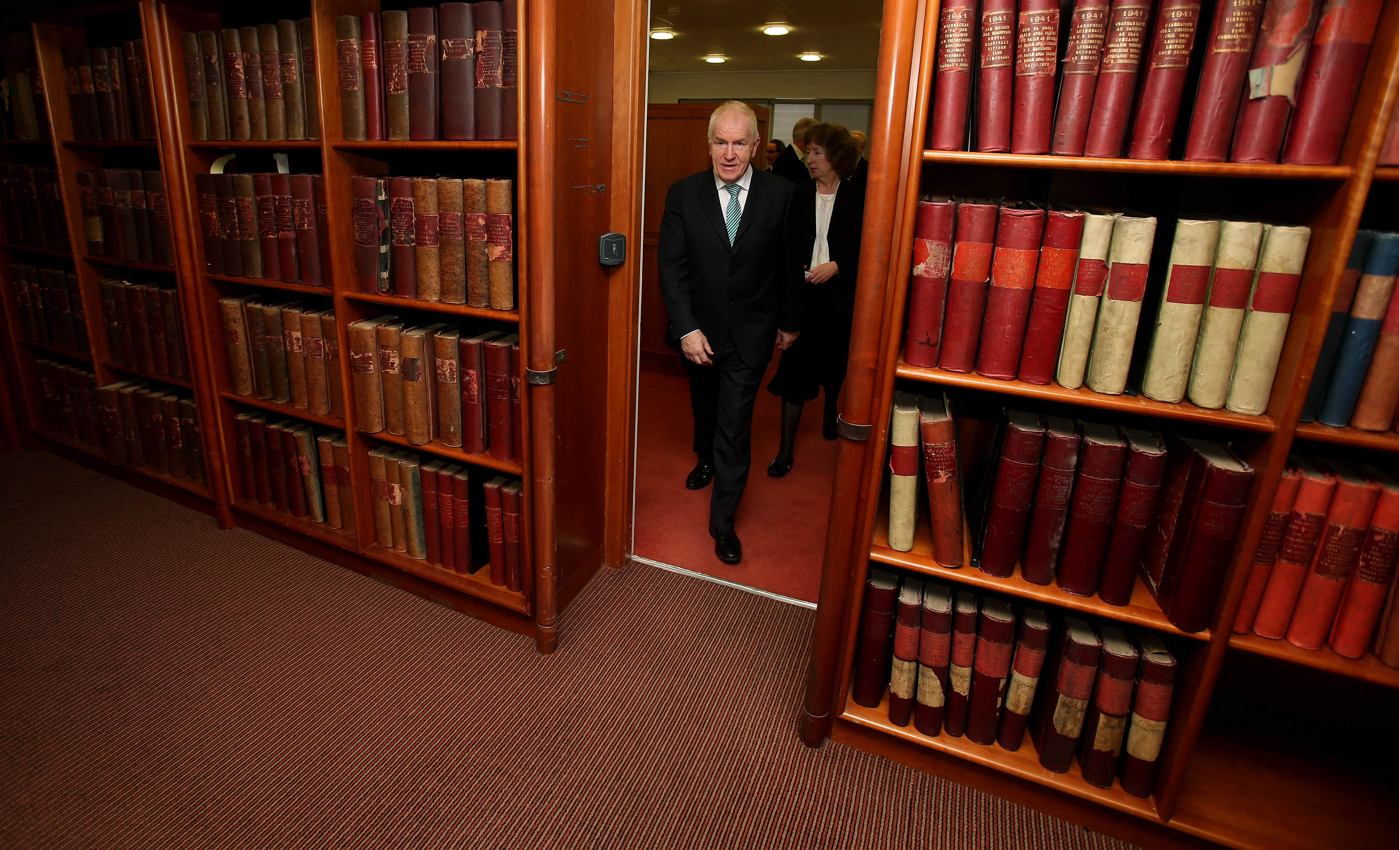 Heritage Minister Jimmy Deenihan arrives at the launch of an online selection of digital documents, in the National Archives, Dublin., Brian Lawless/PA Wire/Associated Press