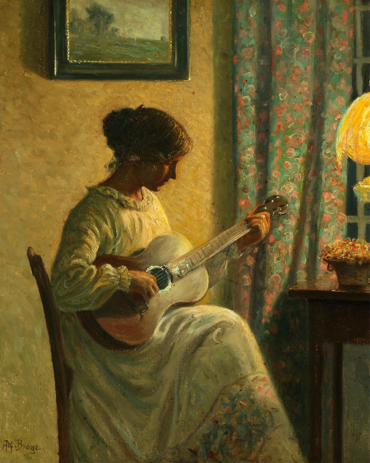   ,    (Interior with a woman playing guitar) 53  43 .,. 