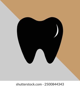 happy teeth icon silhouette vector style with a white background. smiley tooth that is cute. image of a healthy tooth. Tooth Icon,  Cleaning, and whitening teeth concept,