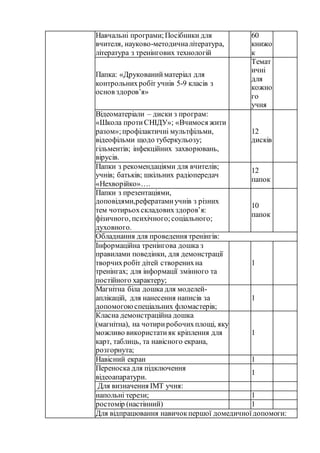 5 інформація про обладнання навчальних приміщень та майданчиків