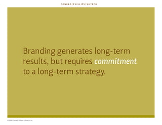 branding generates long-term
                      results, but requires commitment
                      to a long-term strategy.




©2009 Conrad, Phillips & Vutech, Inc.
 