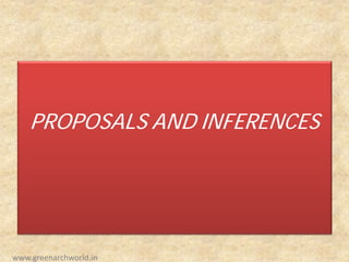 PROPOSALS AND INFERENCES
www.greenarchworld.in
 