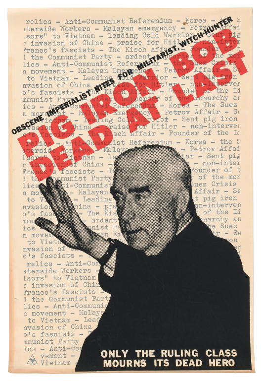 Poster, 'Pig Iron Bob dead at last'