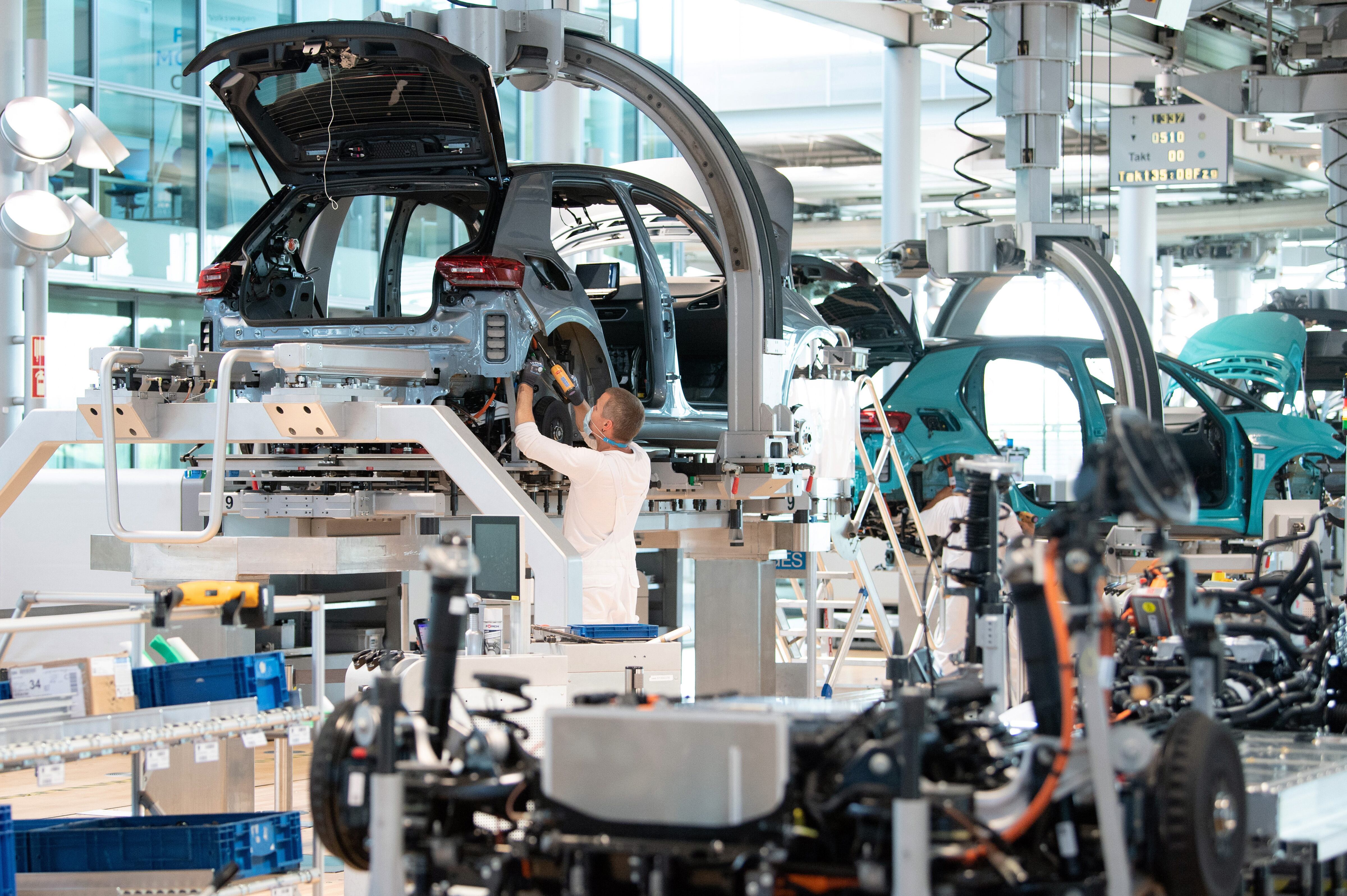 A Volkswagen operator at its Dresden plant.