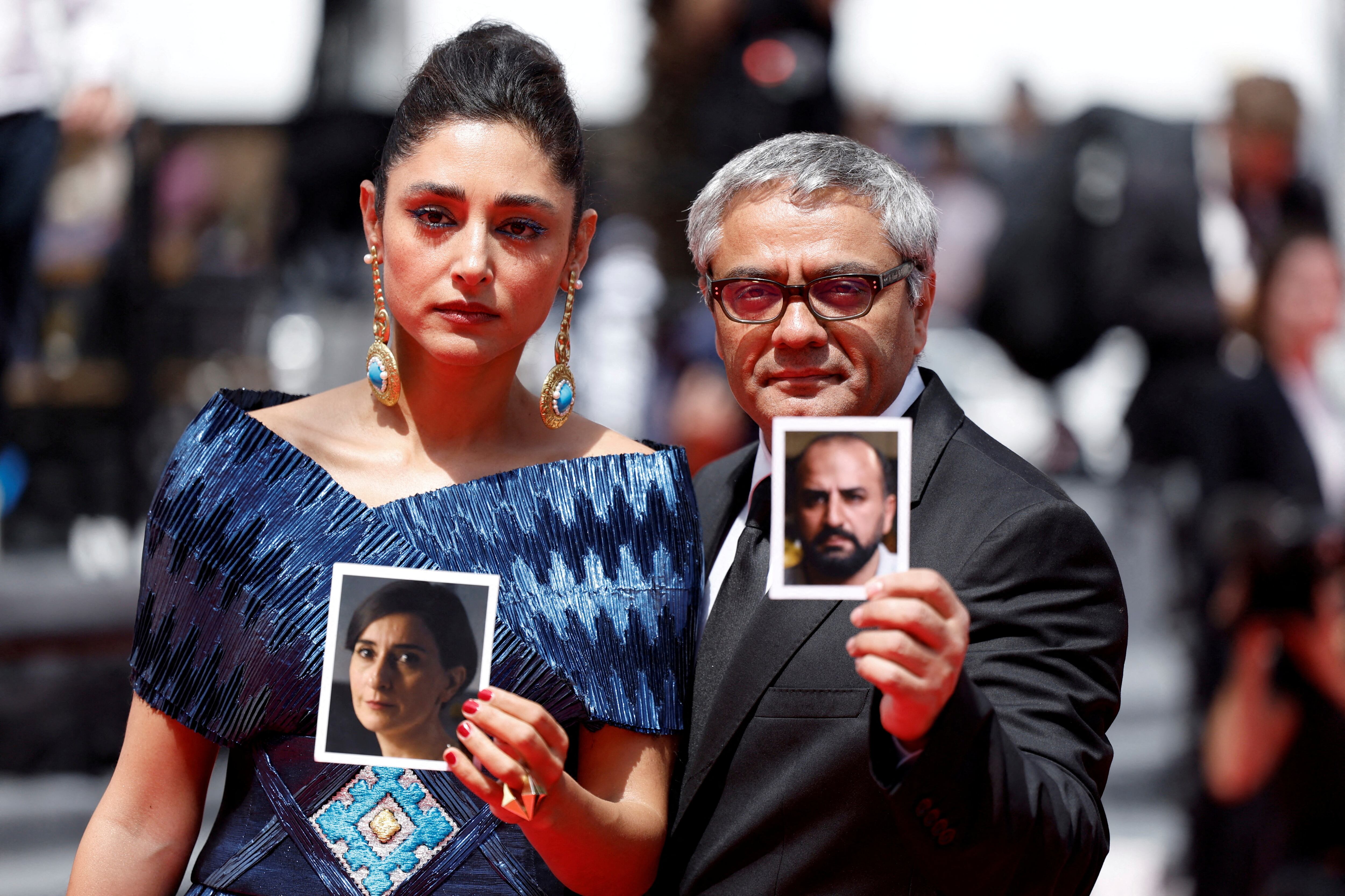 La actriz Golshifteh Farahani y el director Mohammad Rasoulof, hoy en Cannes.