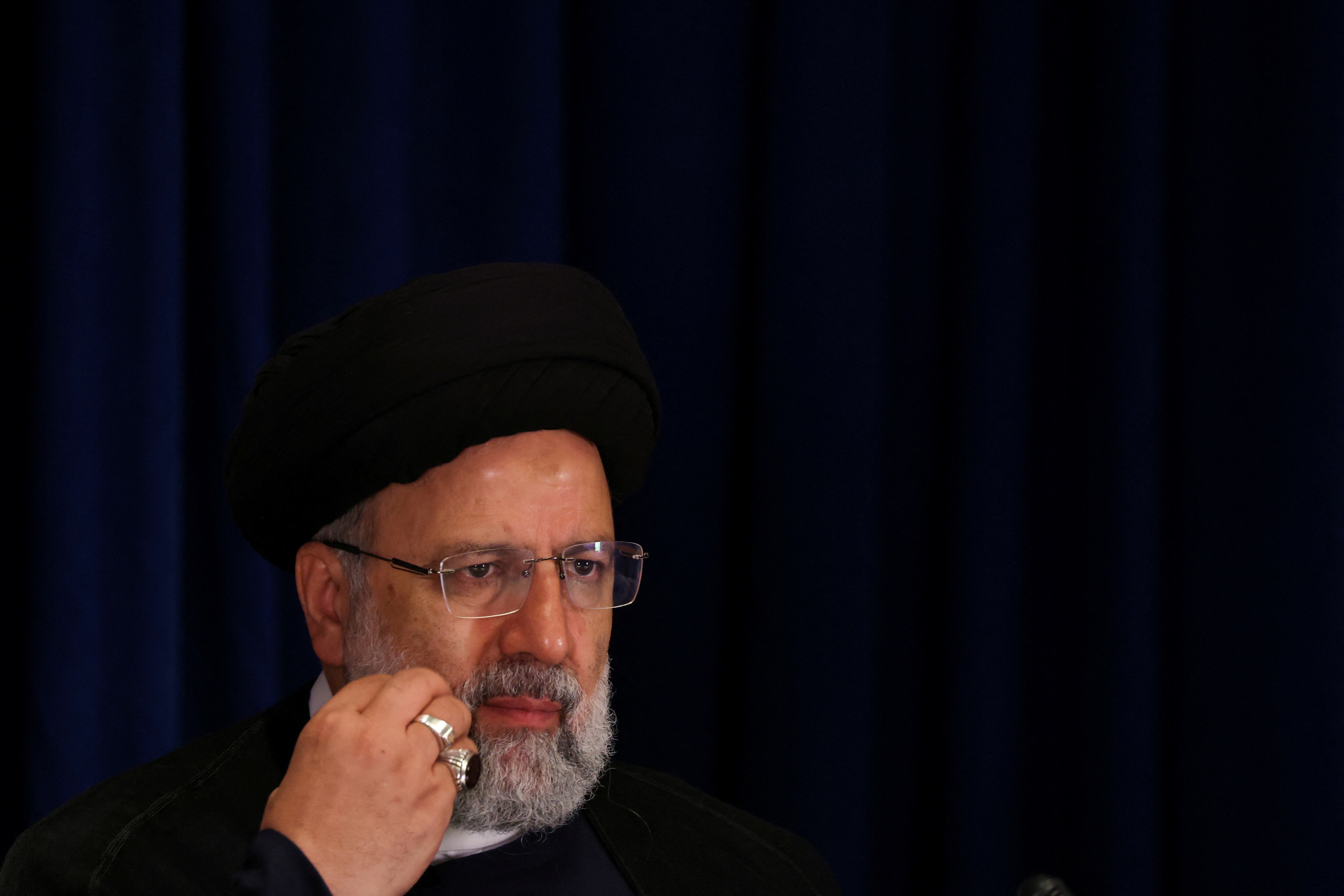 Iranian President Ebrahim Raisi during a press conference concluding his appearance at the United Nations General Assembly, in New York City, U.S., September 20, 2023.