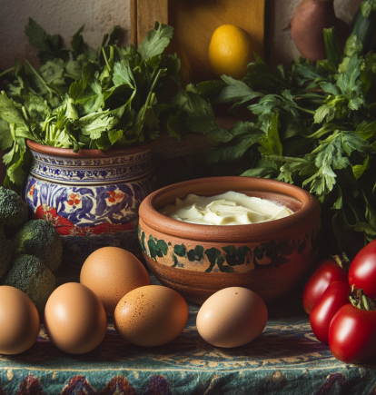 Bodegón de alimentos saludables