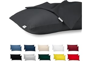 Flowen Kissenbezug 40 x 80 Baumwolle Premium Satin 2er Set Kissenhülle Deko für Kissen Bett/Sofa Stoff Superweicher Resistent