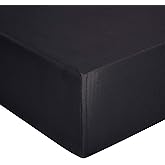 Amazon Basics - Spannbetttuch, Jersey, Schwarz - 140 x 200 cm