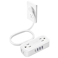 TROND Ultra-Thin Flat Plug Power Bar, USB C Flat Extension Cord Indoor 5ft, 4 USB Ports 4 Multi Outlets, Cruise Ship Travel E