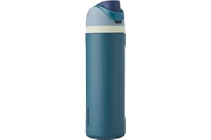 Owala FreeSip Insulated Stainless Steel Water Bottle with Straw for Sports and Travel, BPA-Free, 24-oz, Blue/Teal (Denim)