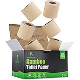 Bamboo Story Premium Bamboo Toilet Paper, PFAS Free, Chemical Free Toilet Paper, Unbleached, (24) 3PLY & 300 Sheets, FSC Cert