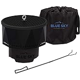 Blue Sky Outdoor Living Ridge Portable Fire Pit, Smokeless Fire Pit with Spark Screen, Lift, and Carrying Bag, Black