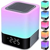 Gallstep Night Lights Bluetooth Speaker, Alarm Clock Bluetooth Speaker Touch Sensor Bedside Lamp Dimmable Multi-Color Changin