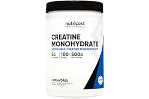 Nutricost Creatine Monohydrate Micronized Powder 500G, 5000mg Per Serv (5g) - Micronized Creatine Monohydrate, 100 Servings, 