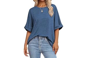 Naivikid Women's Oversized T Shirts Short Sleeve Crewneck Summer Tops Casual Loose Basic Tee Shirts 2024 Trendy Clothes S-XXL