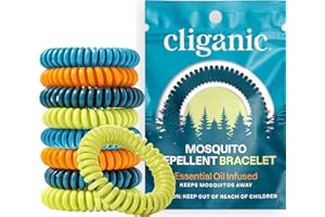 Cliganic 10 Pack Mosquito Repellent Bracelets, DEET-Free Bands, Individually Wrapped (Packaging May Vary)