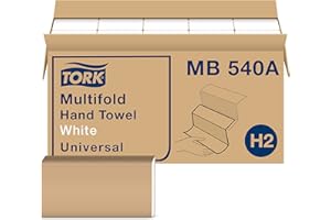 Tork Multifold Hand Towel White H2, Universal, 100% Recycled Fibers, 16 x 250 Towels, MB540A