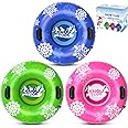 KEUCL 47" 1Pack / 36" 3Pack Snow Tubes, Inflatable Snow Sled for Kids & Adults, Thickened Heavy Duty Hard Bottom Snow Sleds w