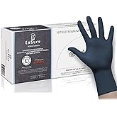 SAF-CARE EnSure Low Derma Gray Black Powder Free Nitrile Exam Gloves, Extended Cuff