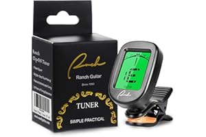 Ranch Guitar Tuner Clip On Professional for Acoustic/Electric Guitar, Ukulele, Violin, Bass, Banjo & Chromatic Tuning Modes -