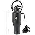 RAYMYLO Water Bottle 40oz, Insulated Tumblers with Handle & Straw Lid & Paracord Handle, Triple Wall Vacuum Food-grade Stainl