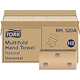 Tork Multifold Hand Towel Natural H2, Universal, 100% Recycled Fibers, 16 x 250 Sheets, MK520A