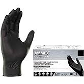 AMMEX Black Nitrile Disposable Exam Gloves, 3 Mil, Latex & Powder Free, Food-Safe, Textured, Non-Sterile, Medium, Box of 100