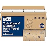 Tork Xpress Soft Multifold Hand Towel White with Grey Leaf Print, Absorbent, 189 Towels Per Pack, 16 Packs, Fits H2 Towel Dis