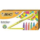 BIC Brite Liner Highlighters, Chisel Tip, 12-Count Pack of Highlighters Assorted Colors, Ideal Highlighter Set for Organizing