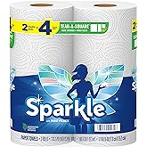 Sparkle Tear-A-Square Paper Towels, 2 Double Rolls = 4 Regular Rolls, Customizable Sheet Size Paper Towel