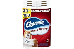 Charmin Ultra Strong Clean Touch Toilet Paper, 24 Family Mega Rolls = 123 Regular Rolls