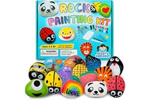 Dezzy's Workshop Rock Painting Kit for Kids - Arts & Crafts Supplies Set for Girls & Boys Ages 6-12 - Educational Art Supplie