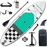 Aqua Plus 6inches Thick Inflatable SUP for All Skill Levels Stand Up Paddle Board,Paddle,Double Action Pump,ISUP Travel Backp