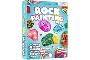 Dan&Darci Rock Painting Kit for Kids -Arts and Crafts for Girls & Boys Ages 6-12 -Craft Kits Art Set -Supplies for Painting R