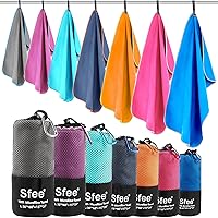 Sfee 2 Pack Microfiber Travel Towel, Quick Dry Towel Camping Towel Beach Towels, Super Absorbent Compact Lightweight Sport To