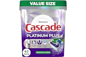 Cascade Platinum Plus ActionPacs Dishwasher Detergent Pods, Mountain, 62 Count