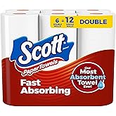 Scott Paper Towels, Choose-A-Sheet, 6 Double Rolls = 12 Regular Rolls (100 Sheets Per Roll)
