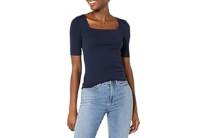 Amazon Essentials womens Slim Fit Half Sleeve Square Neck T-shirt