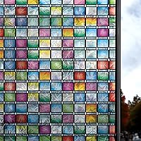 Wisomhome Rainbow Window Privacy Film - Decorative 3D Stained Glass Decals for Sunlight Control, Non-Adhesive Static Cling Wi