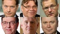 Sauli Niinistö, Timo Soini, Olli Rehn, Paavo Väyrynen, Lasse Lehtinen ja Eero Heinäluoma.