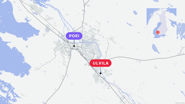 Kartta Ulvilan sijainnista.