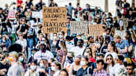 Photo shows an anti-racism rally in Helsinki, June 2020.