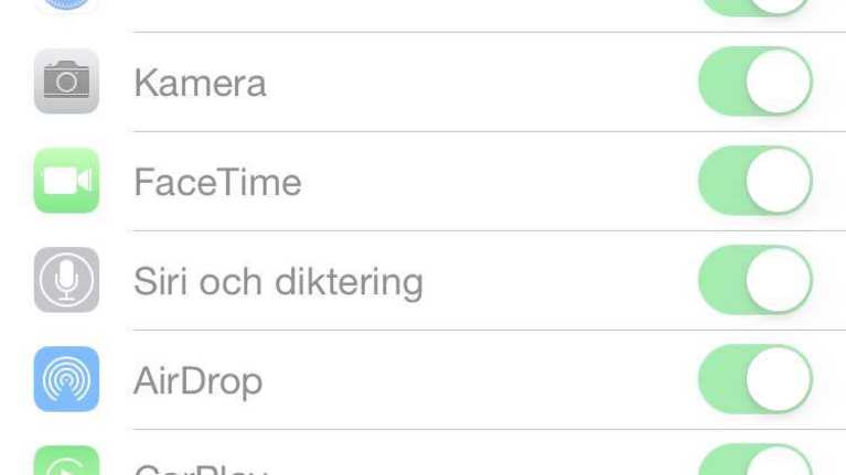 Aktivera begränsningar på Apple