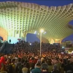 Demonstration i Sevilla, Spanien den 4 december 2018.