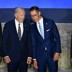 Photo shows Jens Stoltenberg, Finnish President Alexander Stubb, US President Joe Biden and Turkey's President Recep Tayyip Erdogan.
